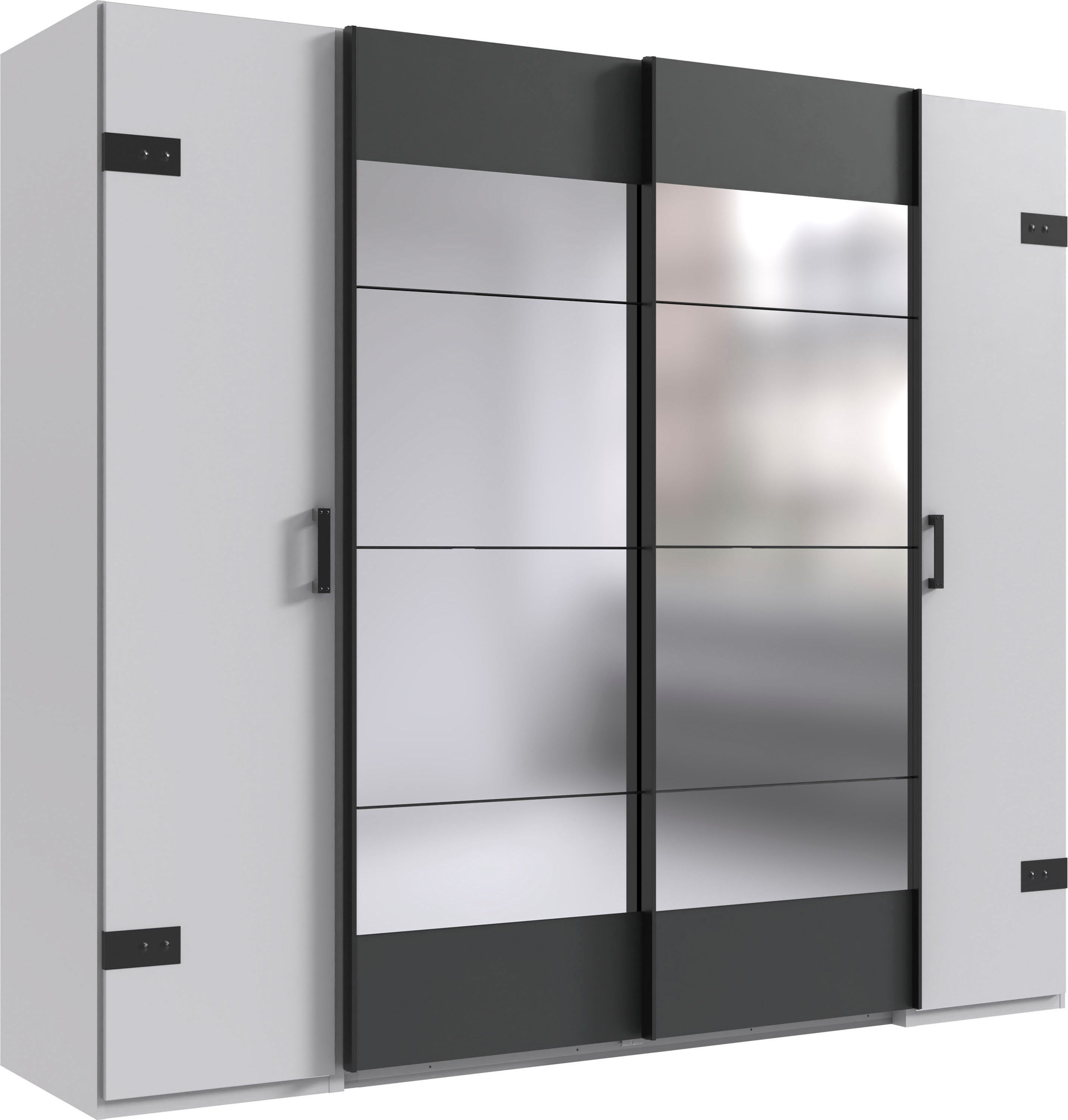 Schwebetürenschrank Stockholm, Schlafzimmerschrank mit Industrial-Look, rustikale Optik