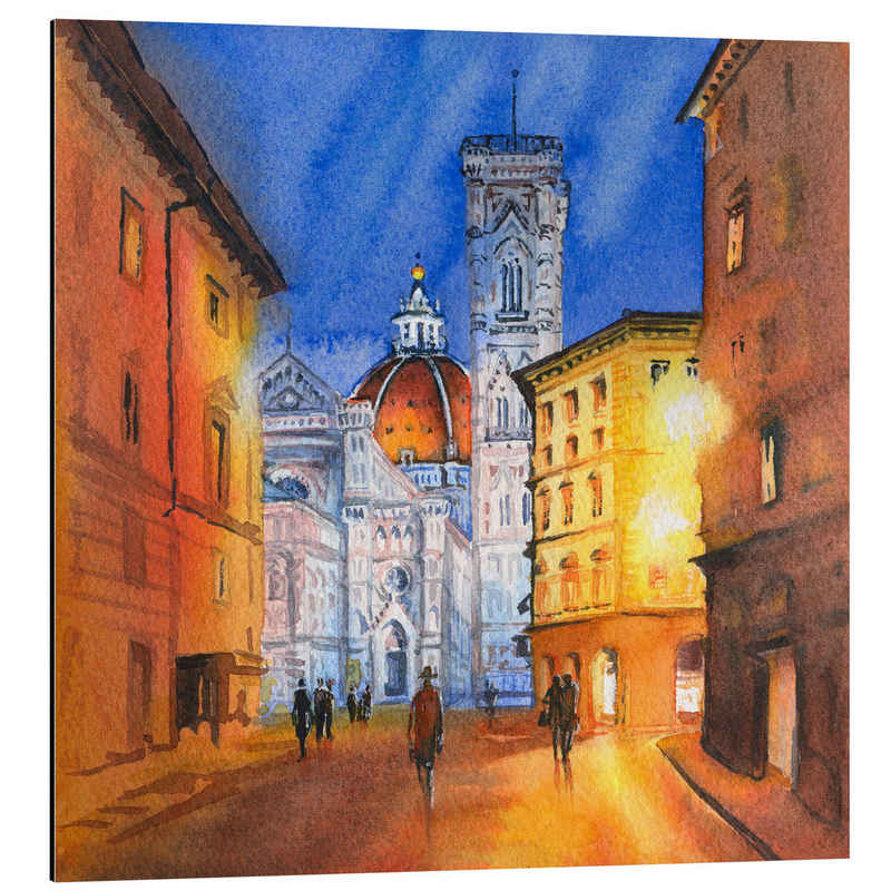 Posterlounge Alu-Dibond-Druck Editors Choice, Piazza del Duomo in Florenz, Italien, Illustration