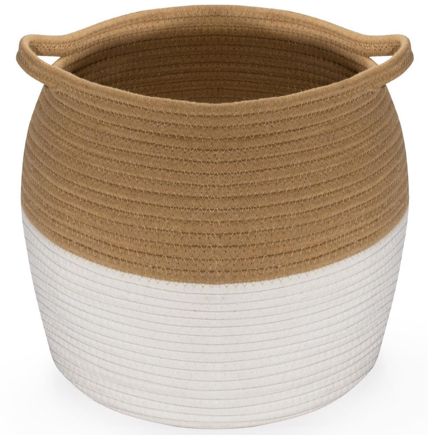 LuxusKollektion Wäschekorb Baumwollseilkorb Wäschekorb Organizer Jute+weiß 30x30cm 26l