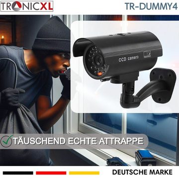 TronicXL 4x Dummy Kamera schwarz Attrappe Aussenbereich Kameraattrappe Fake Überwachungskamera Attrappe (Innenbereich, Außenbereich, Set, 4-tlg., blinkende LED I Außenbereich Outdoor Aussen)