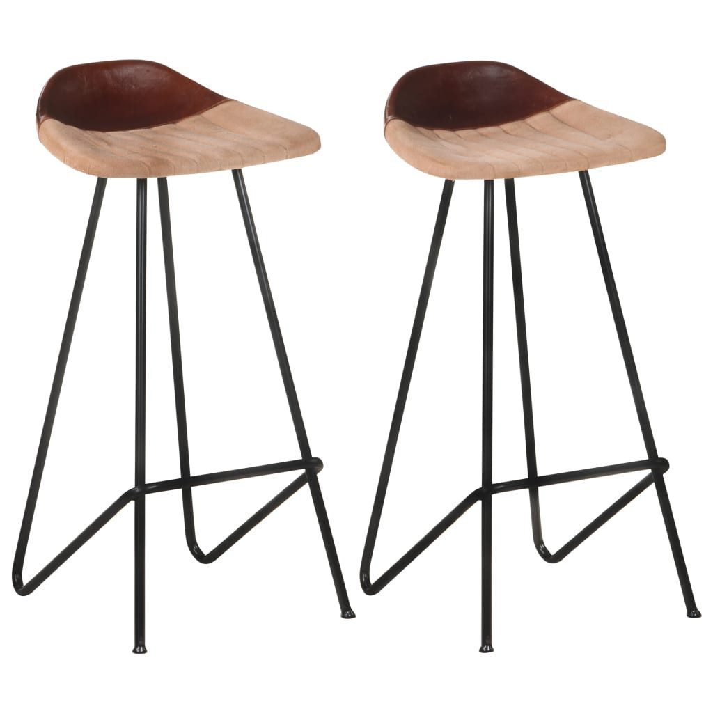 Barhocker Barhocker 2 Stk. Braun Echtleder