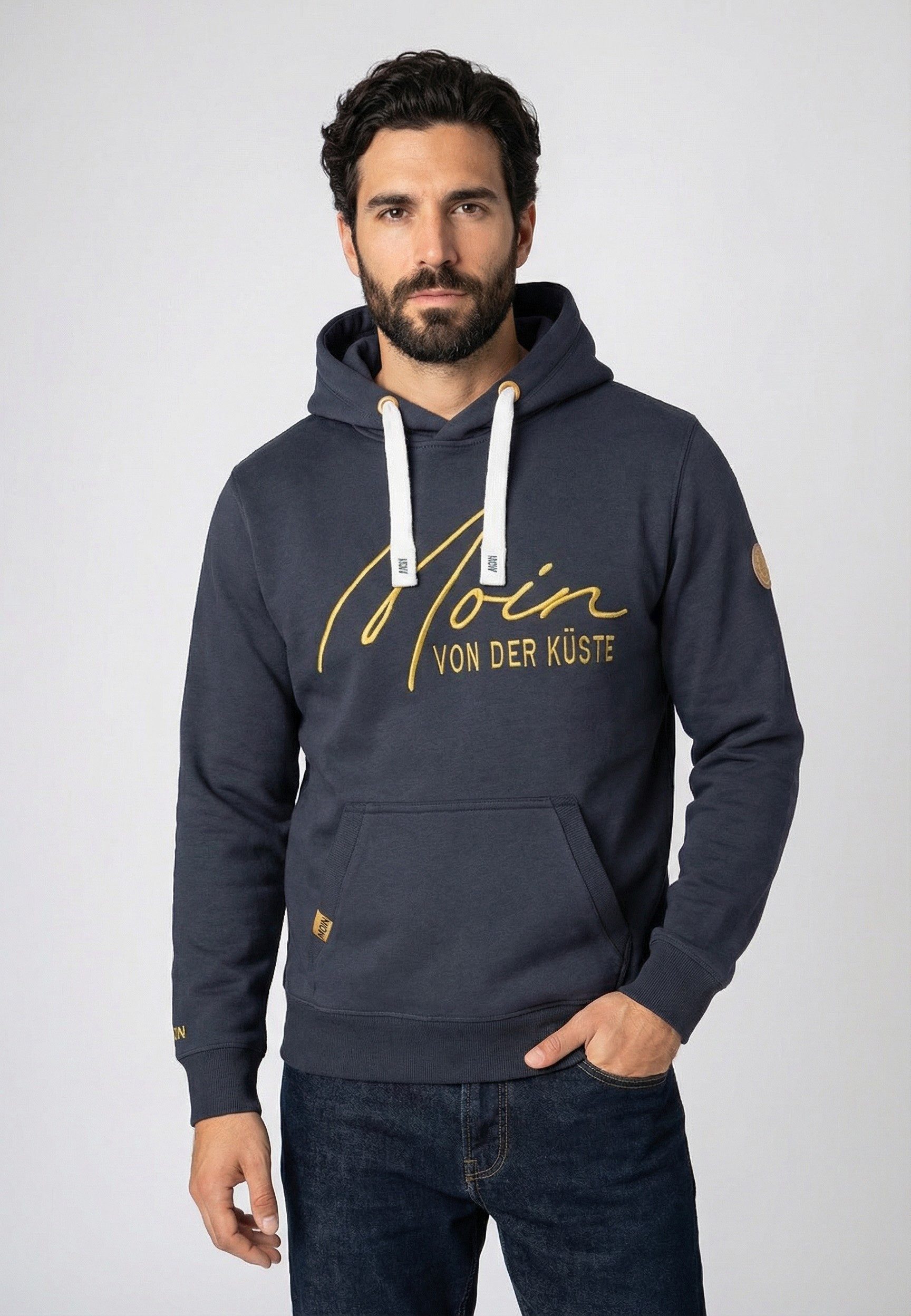 Eight2Nine Kapuzenpullover Herren Hoodie Küstenprint Sweater, Kapuzensweatshirt mit Kängurutasche, mit Kapuze