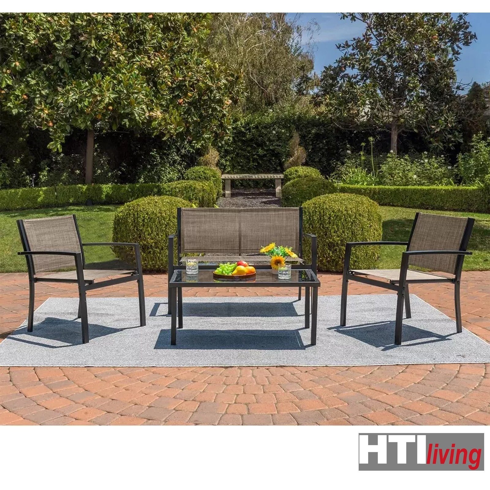 Beige Gartenlounge-Set Garten HTI-Living Rivabella, Terrassenmöbel Sitzgruppe 4-tlg), (Set, Metall