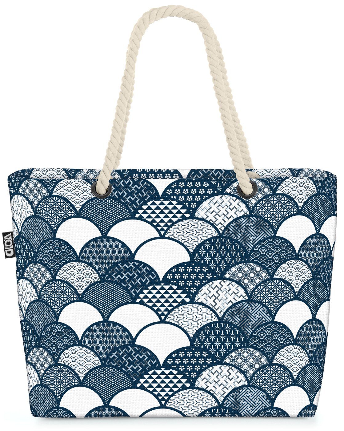 Beach Wellen Muster Muster Weiss Asien Strandtasche gemustert Japan Blau Blumen Bag VOID (1-tlg), Wasser