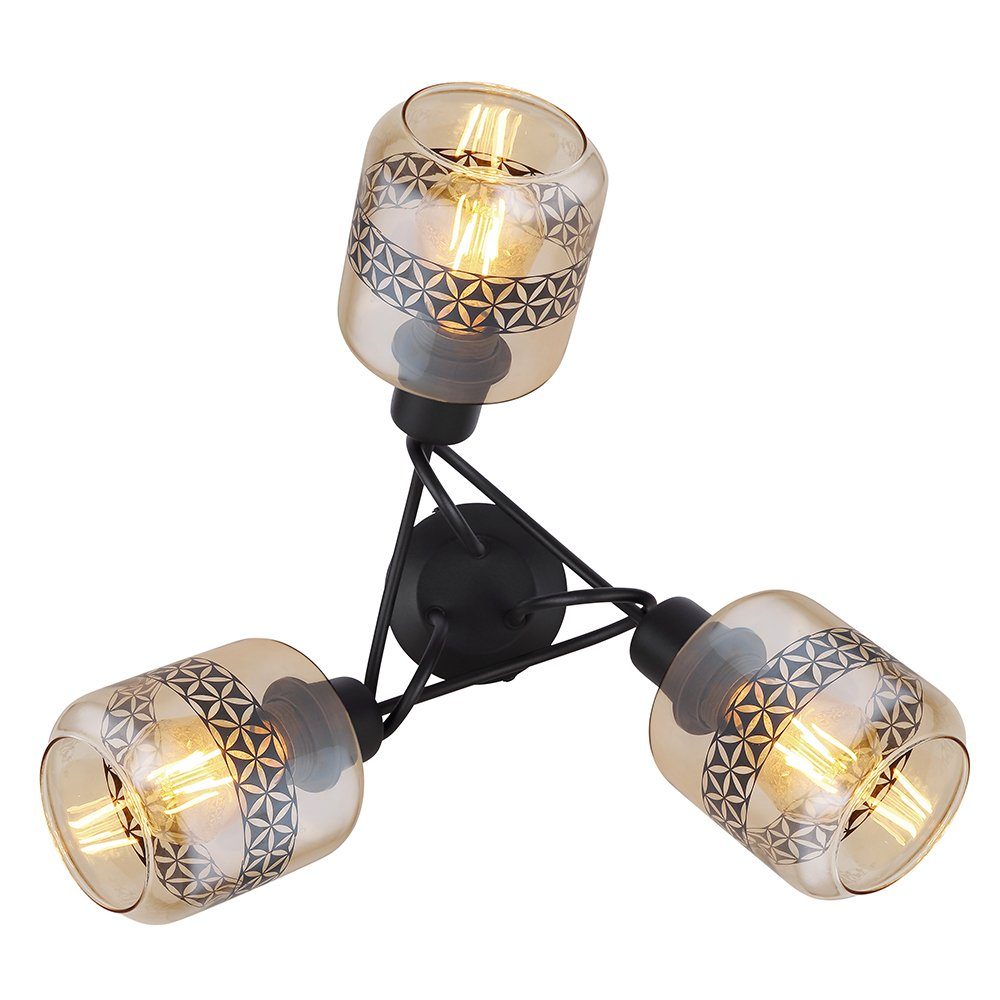 Leuchtmittel nicht Deckenlampe Deckenleuchte Deckenspot, Spotrondell 51,5 Lebensblume etc-shop LED inklusive, schwarz D amber