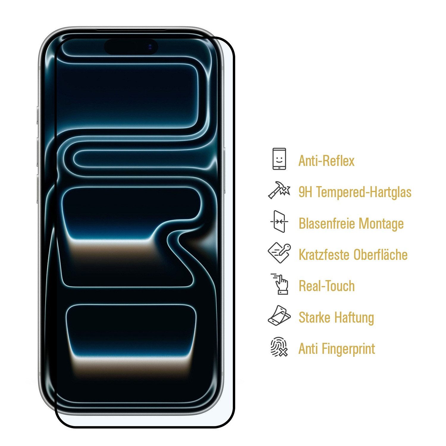 Protectorking Displayschutzfolie 1x 9H Panzerglas Full-Screen matt entspiegelt Screen-Protector für Apple iPhone 17 Pro Max, 1 Stück, Displayschutz gegen Stöße, – Bild 3 von 4