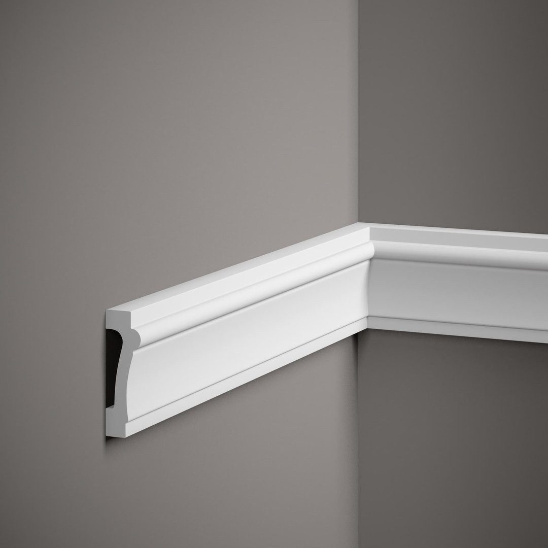 PROVISTON Zierleiste Polystyrol, 23 x 73 x 2000 mm, Weiß, Wandleiste, Kleben, Polystyrol