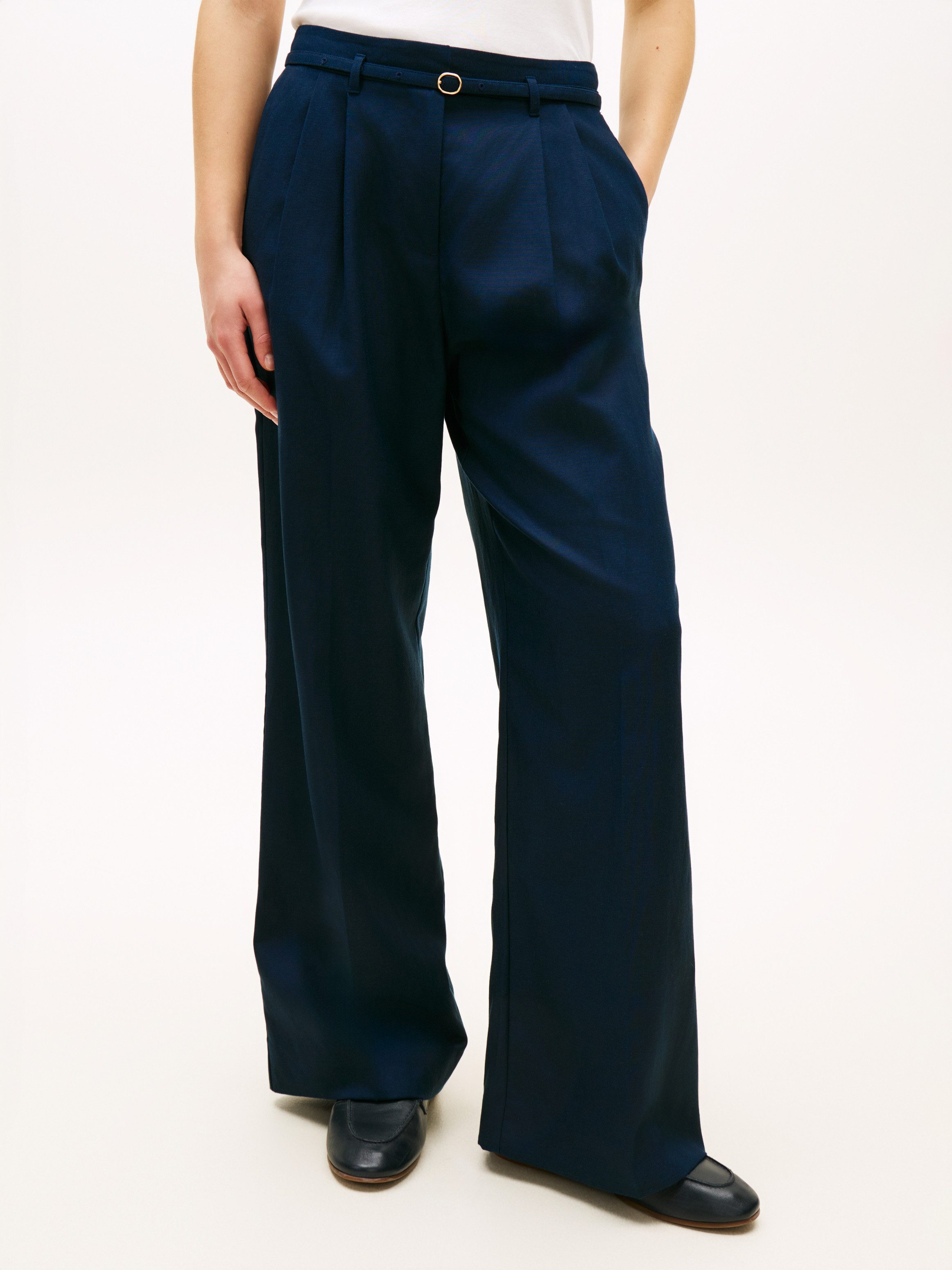 Bundfaltenhose LINEN BLEND WIDE LEG PANT