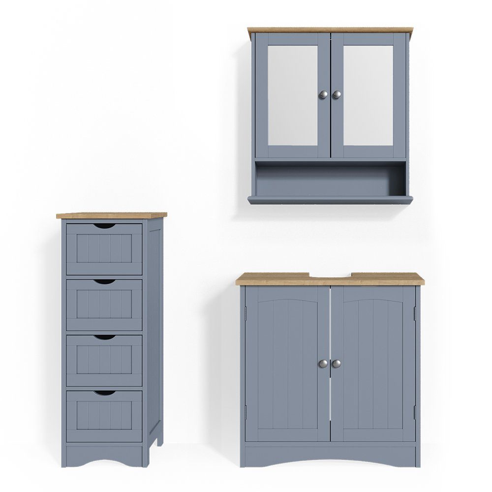 Vicco Badmöbel-Set Bianco, Grau, 3 Teile, (3-St., 3er Set) günstig online kaufen