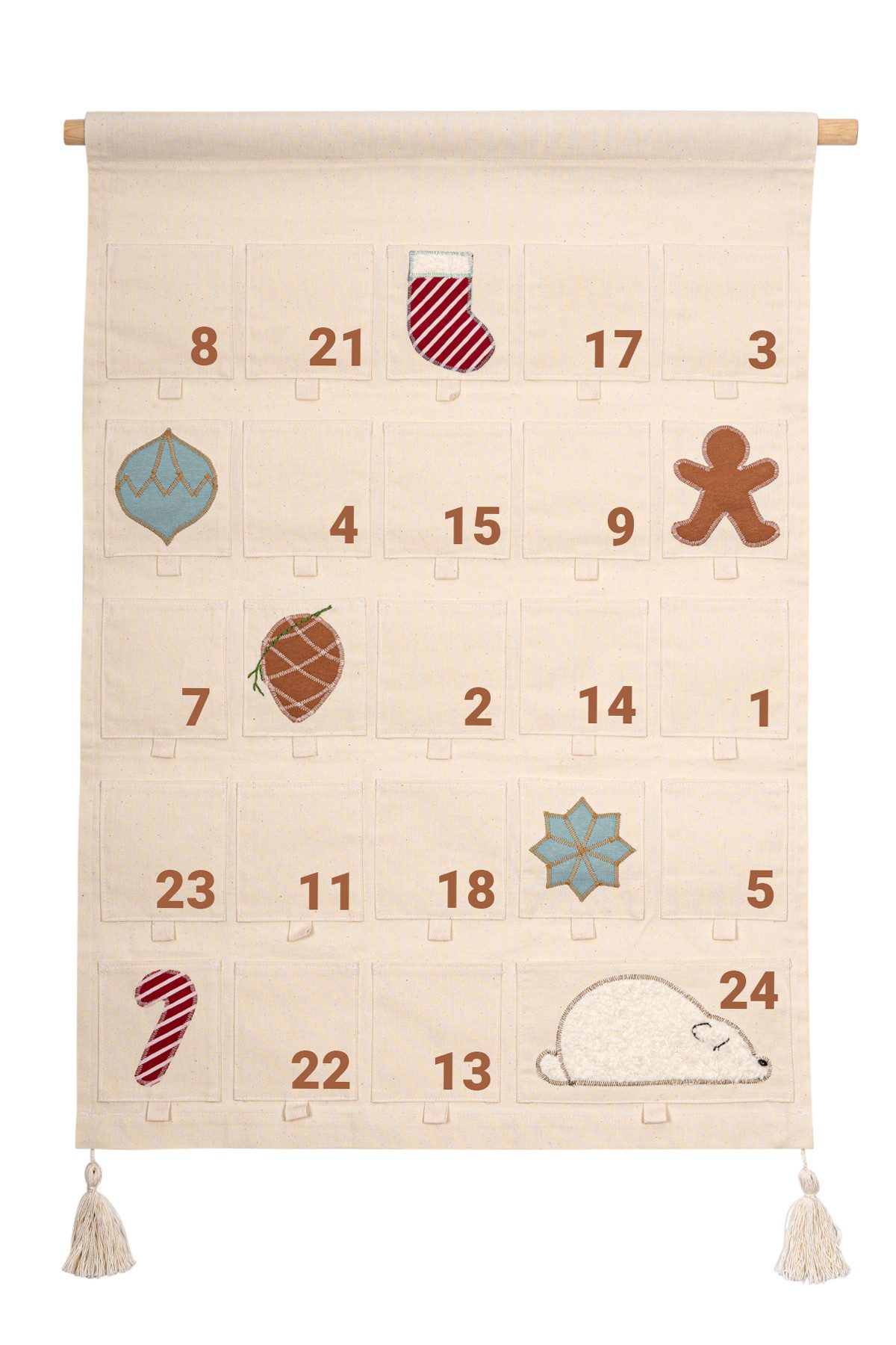 kikadu Календарі, aus GOTS-zertifizierter Bio-Baumwolle zum Befüllen für Weihnachten