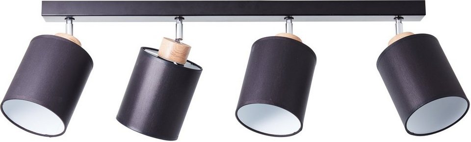 Brilliant Deckenleuchte Vonnie, Lampe, Vonnie Spotbalken 4flg  schwarz/holzfarbend, Metall/Holz/Textil