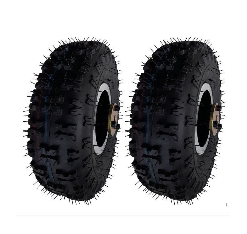 FunSport-Factory Kinderfahrzeug-Räder 2er Set Komplettrad Kinderquadreifen 4.10-4 schwarz mit Montageplatte, Stollenprofil, hoher Grip, für Kinderquads, robust & langlebig
