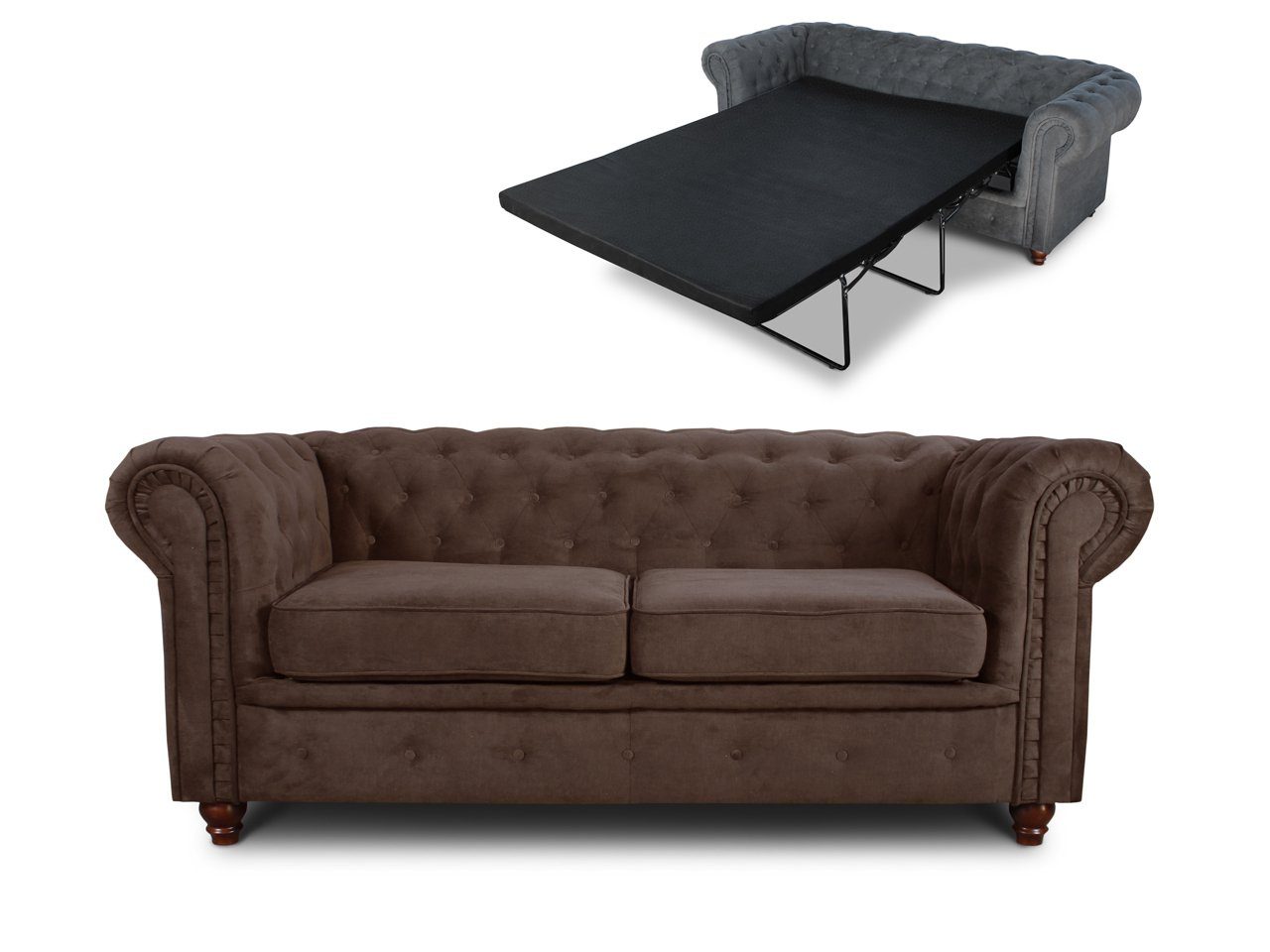 2 Sofa Bis, 2-er, Schlafsofa Sofnet Bettsofa Chesterfield Schlaffunktion, Sofagarnitur, mit Asti