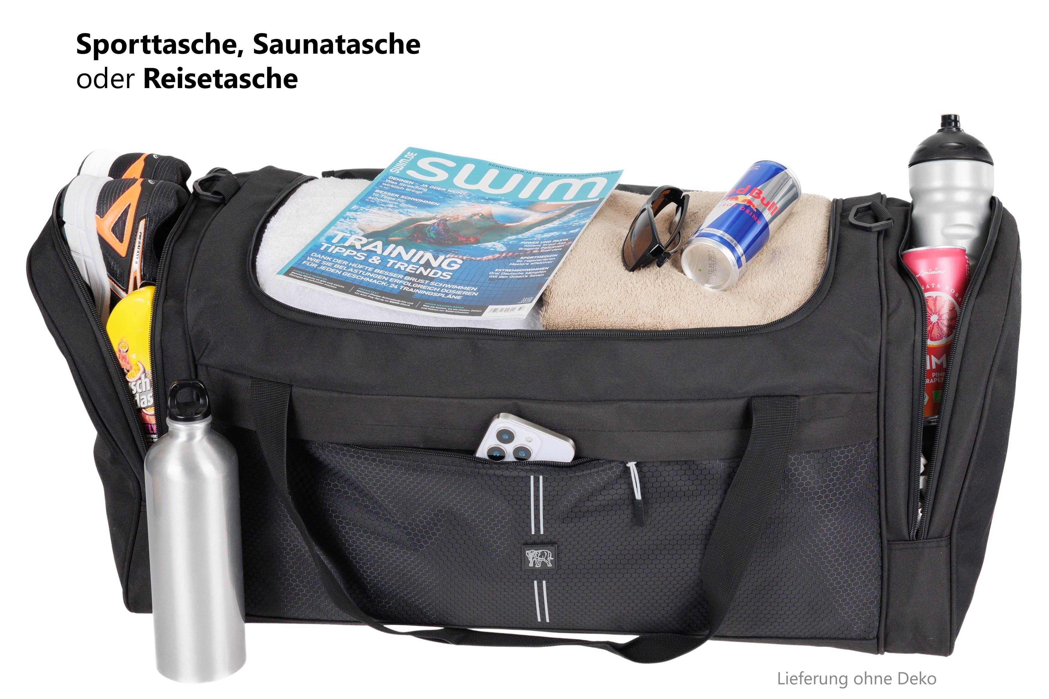 ELEPHANT Extra Large Sports Bag, Sauna Bag, Travel Bag Maxi XL 70 cm, 65 Liter Gym Bag, Football Bag XXL + Water Bottle