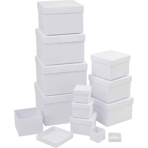 VBS XXL Aufbewahrungsdose Pappschachtel Quadrat Weiß, 12er-Set