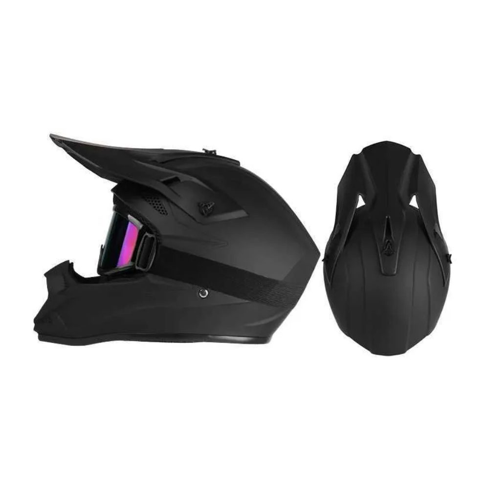 Athlix Motocrosshelm Offroad-Motorradhelm mit Schutzbrille Downhill matt-schwarz, Geringes Gewicht, Aerodynamisch optimiert