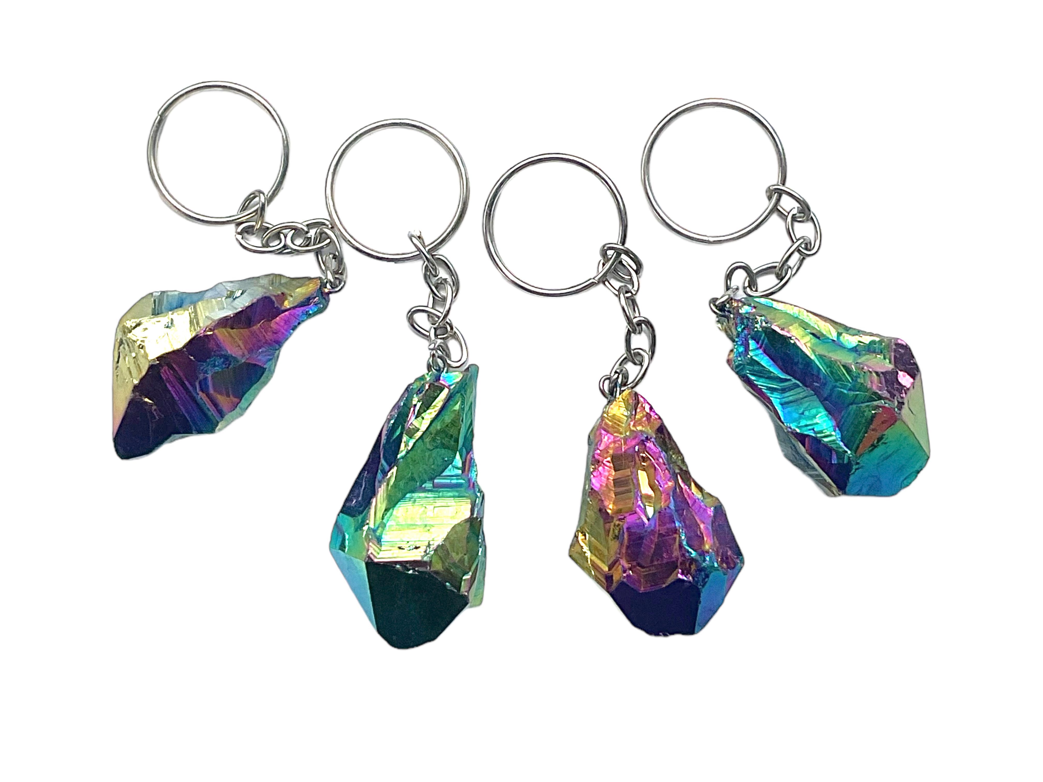 Steinfixx® Schlüsselanhänger Amethyst Titanium Aura Quarz günstig online kaufen