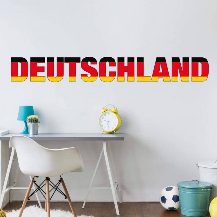 K&L Wall Art Wandtattoo Deutschland Schriftzug Kinder Klebebilder Fußball Sport Wohnzimmer Wandbild selbstklebend entfernbar