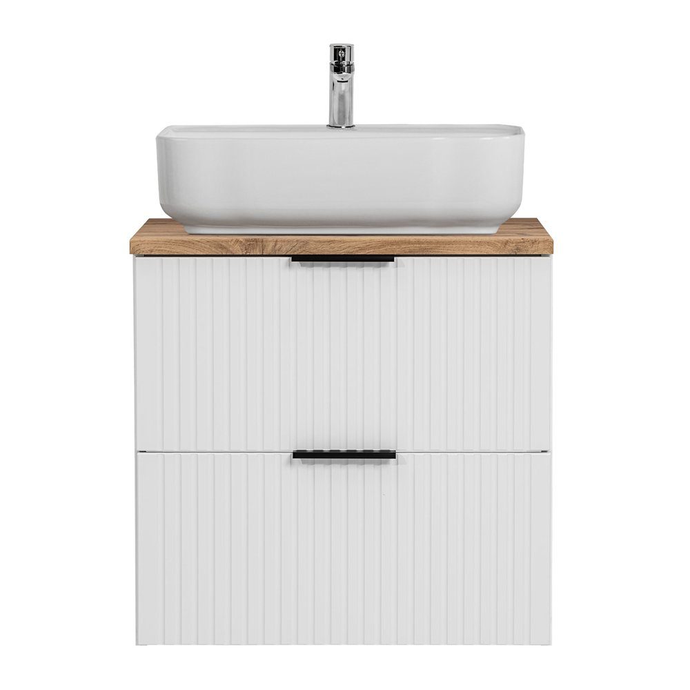 Lomadox Waschtisch ADELAIDE-56-WHITE, 60cm, weiß mit Eiche Nb., Keramik-Auf günstig online kaufen