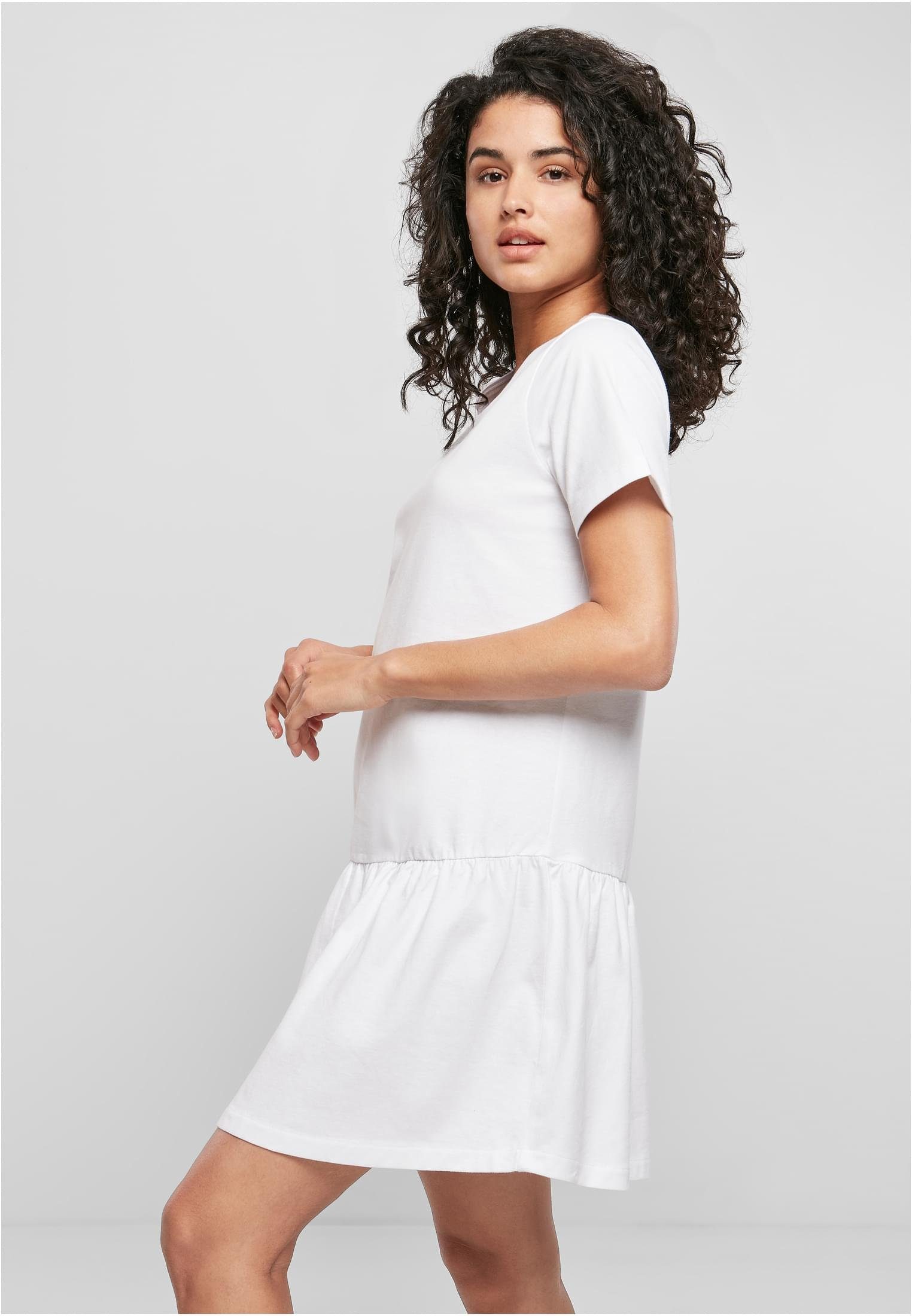 Tee URBAN white CLASSICS (1-tlg) Dress Valance Ladies Stillkleid Damen