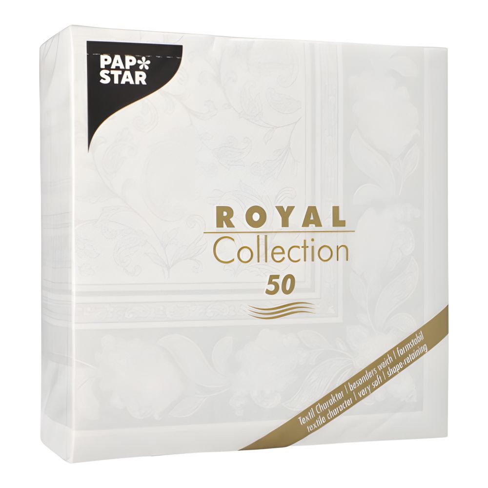 PAPSTAR Papierserviette 50 x ROYAL Collection 1/4-Falz 40 cm x 40 cm weiss Ornaments