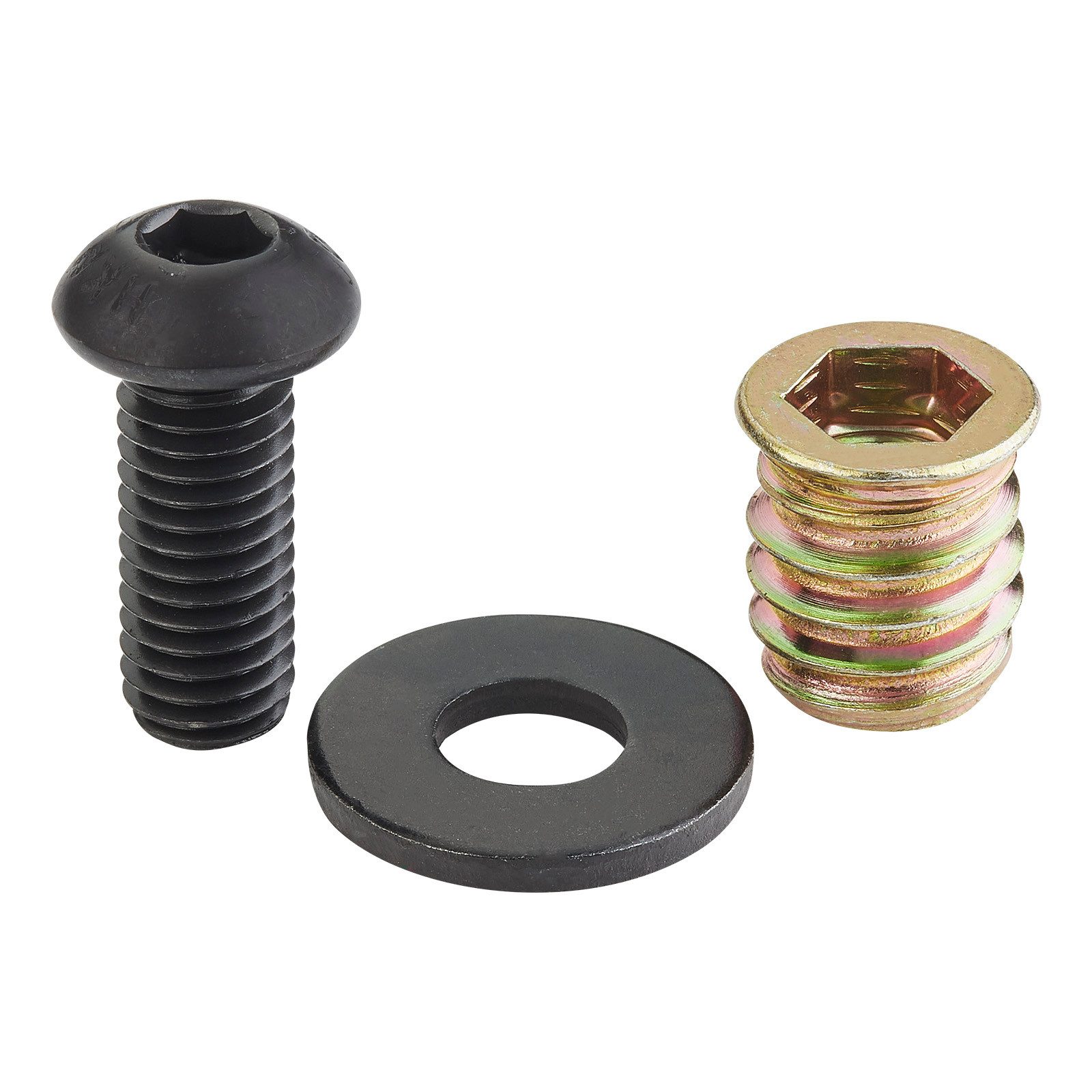 SO-TECH® Montagezubehör Schraubenset mit Gewinde-/Einschraubmuffen & Unterlegscheiben (1 St., je 16 Stück), Schrauben M8 x 20mm, Einschraubmuffen M8 x 15mm für Tischgestelle etc