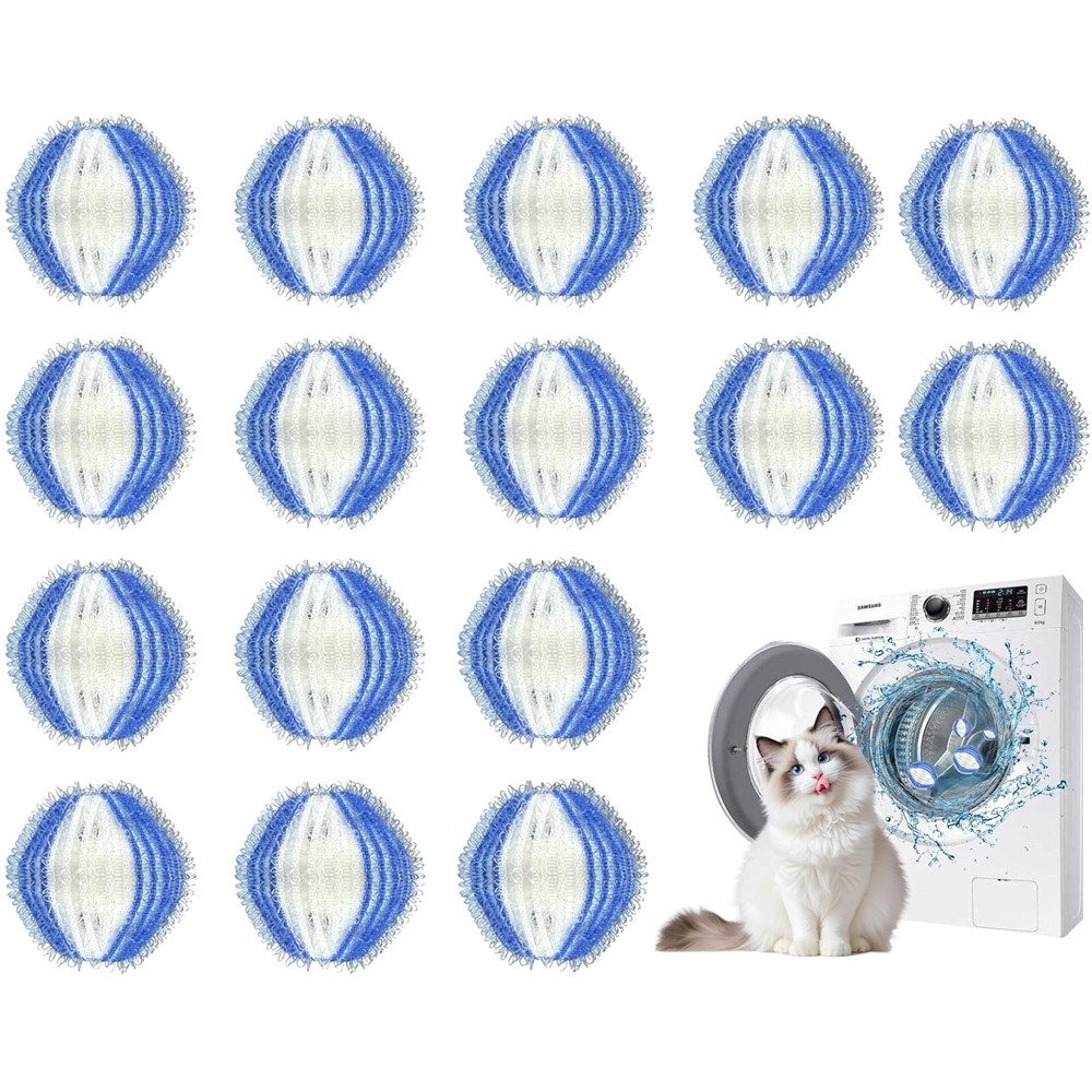 TUWENA Wäschekugel Tierhaarentferner Waschmaschine – 16 Wiederverwendbare Fusselbälle