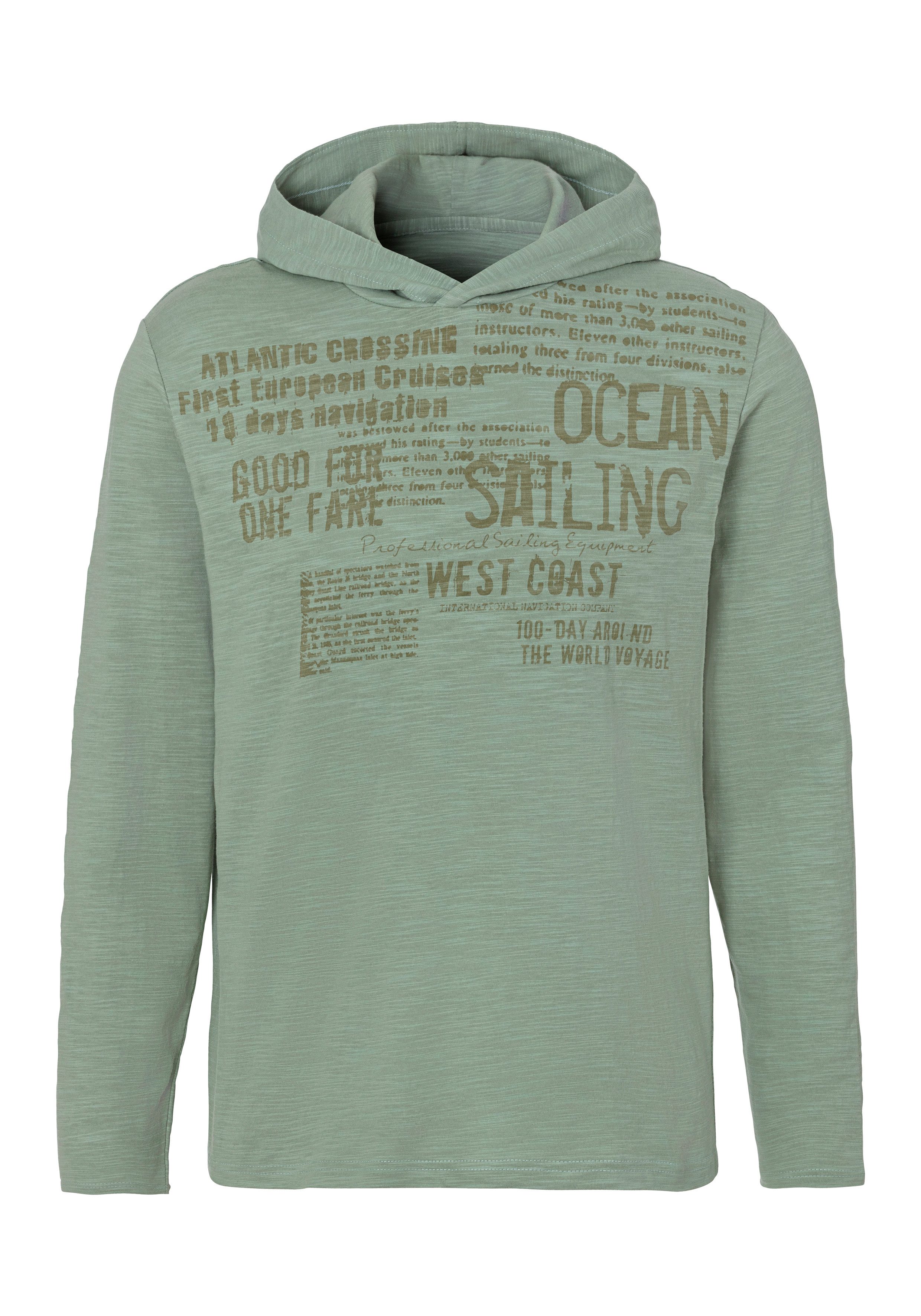 John Devin Kapuzenshirt Langarmshirt bedruckt mit Kapuze aus strukturierter Baumwoll-Qualität
