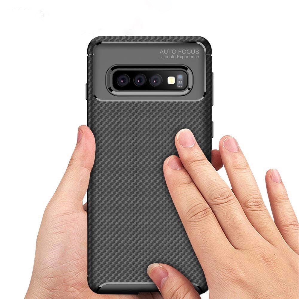 AVANA Handyhülle für Samsung Galaxy S10 / Plus / S10e Hülle Silikon Schutzhülle Case, Slim Cover, Bumper, Carbon Optik