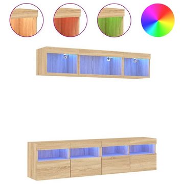 vidaXL TV-Schrank 5-tlg. Wohnwand mit LED-Beleuchtung Sonoma-Eiche Holzwerkstoff (1-St)