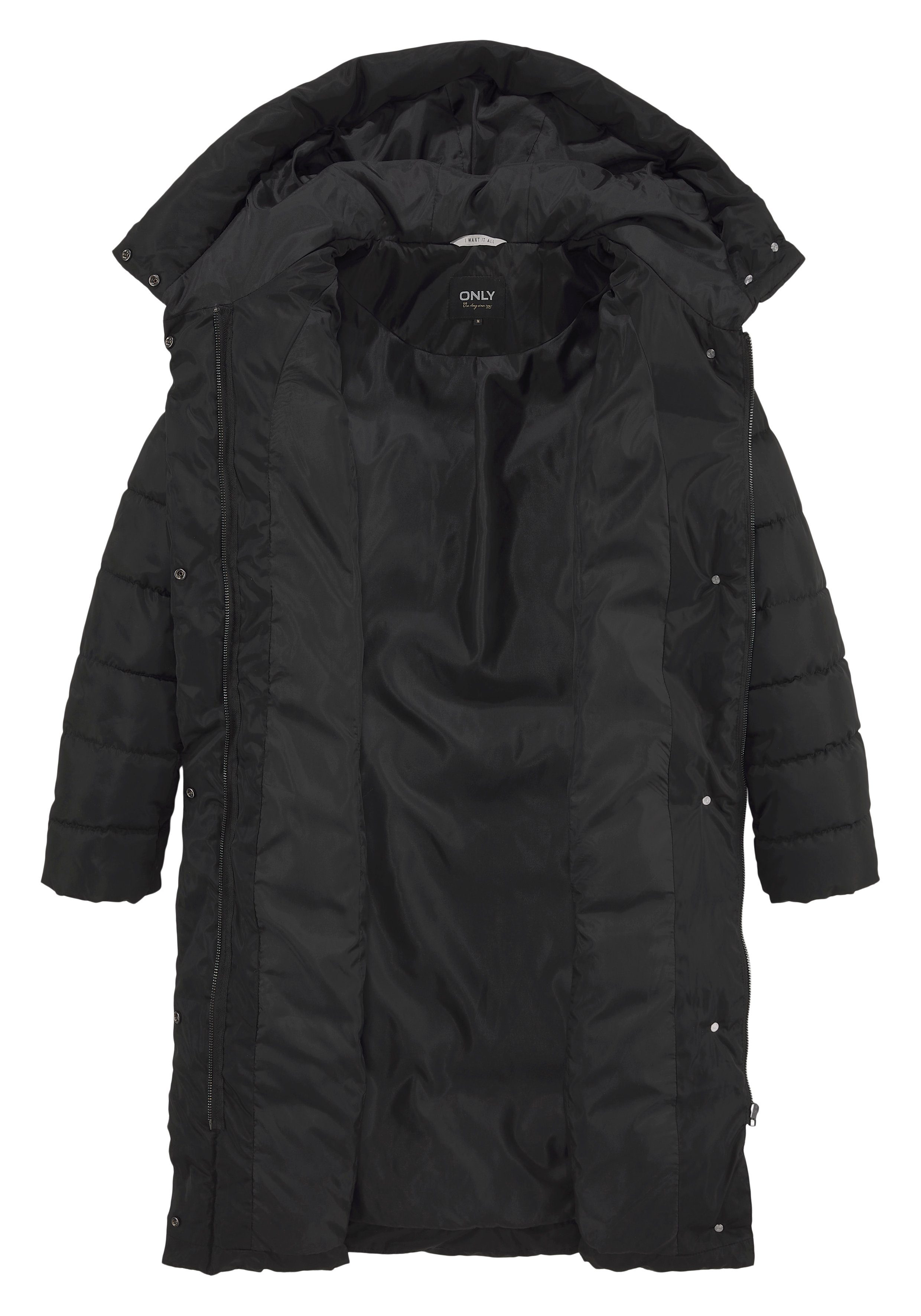 ONLY Steppmantel ONLTINA OTW LONG PUFFER X COAT Kapuze mit Black