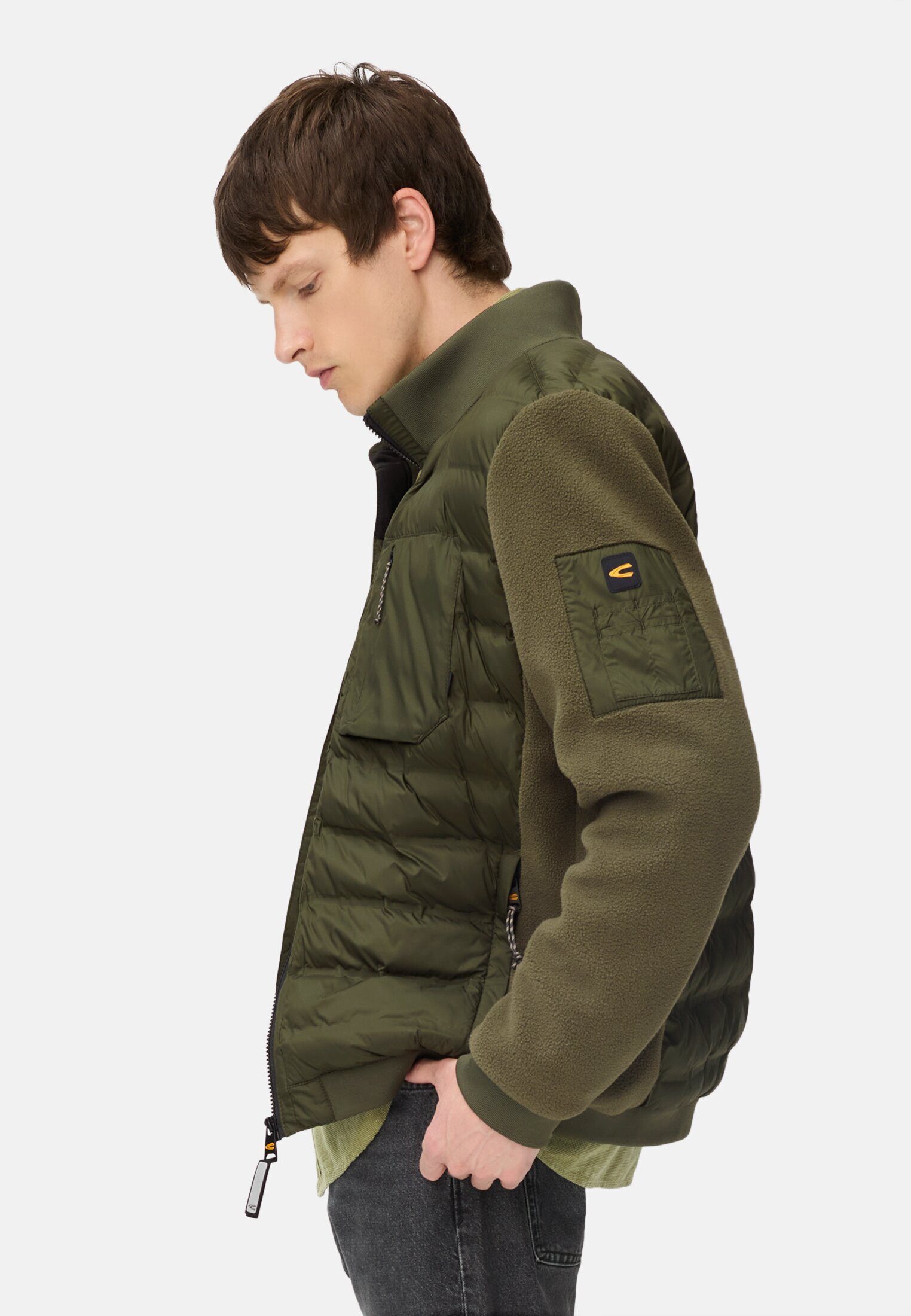 camel active Blouson im Stepp-Fleece-Mix Langarm Markenlabel