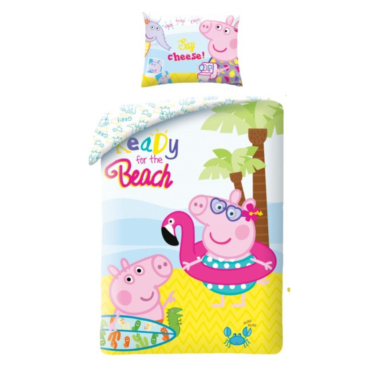 Peppa Pig Bettwäsche Bettwäsche Set Baumwolle Bettdecke 140 × 200 cm mit 70 × 90 cm Kissen, Baumwolle, 2 teilig, perfekt für komfortablen Schlafklima