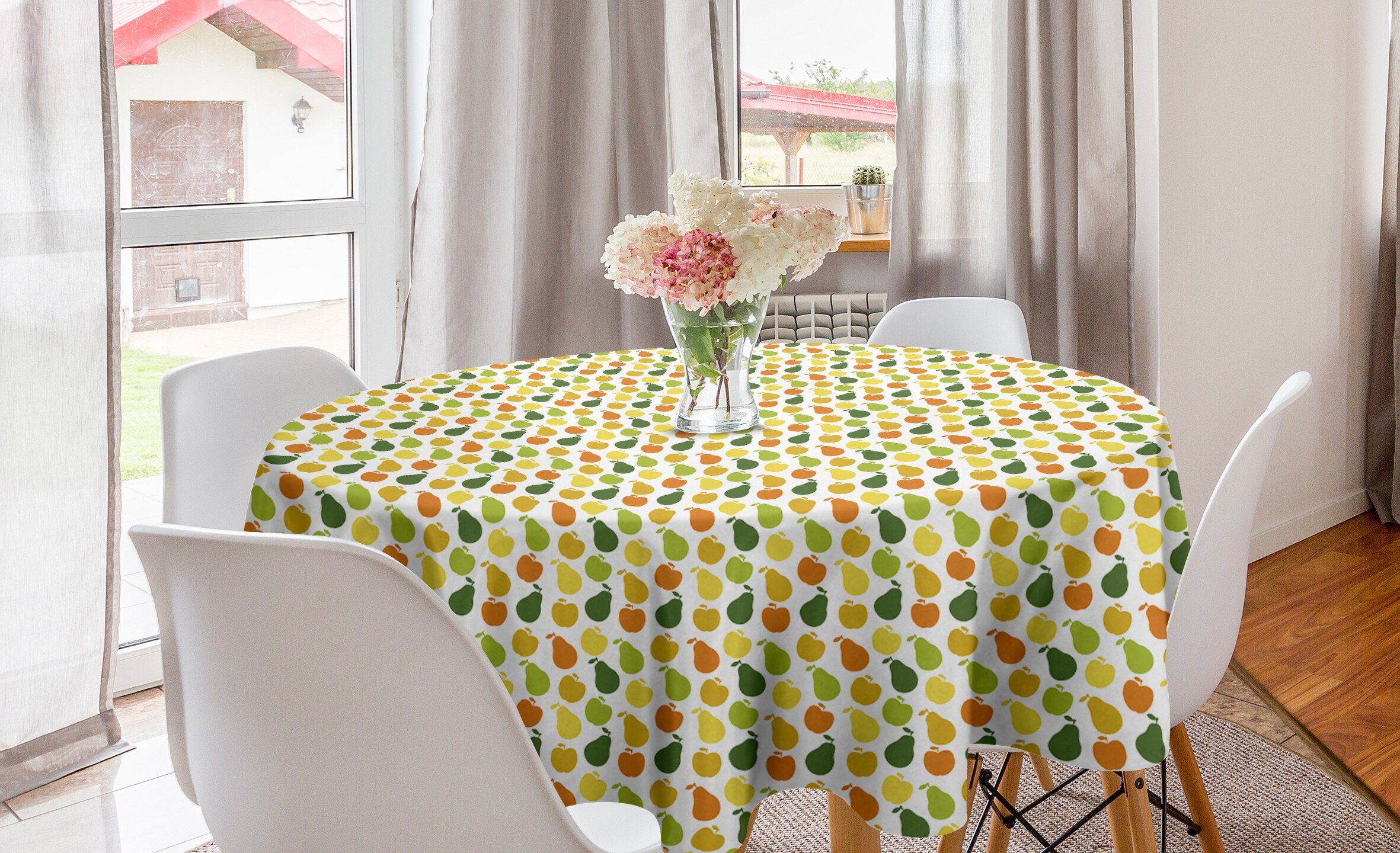 Abakuhaus Tischdecke Kreis Tischdecke Abdeckung Küche Früchte Esszimmer Dekoration, für Garten Apple-Birnen Frisch