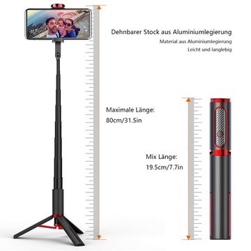 GelldG Selfie Stick Bluetooth, Aluminum, Stativ Handy, mit fernauslöser Dreibeinstativ