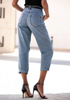 Buffalo Relax-fit-Jeans in High-waist-Form mit Bundfalten, Crop-Design