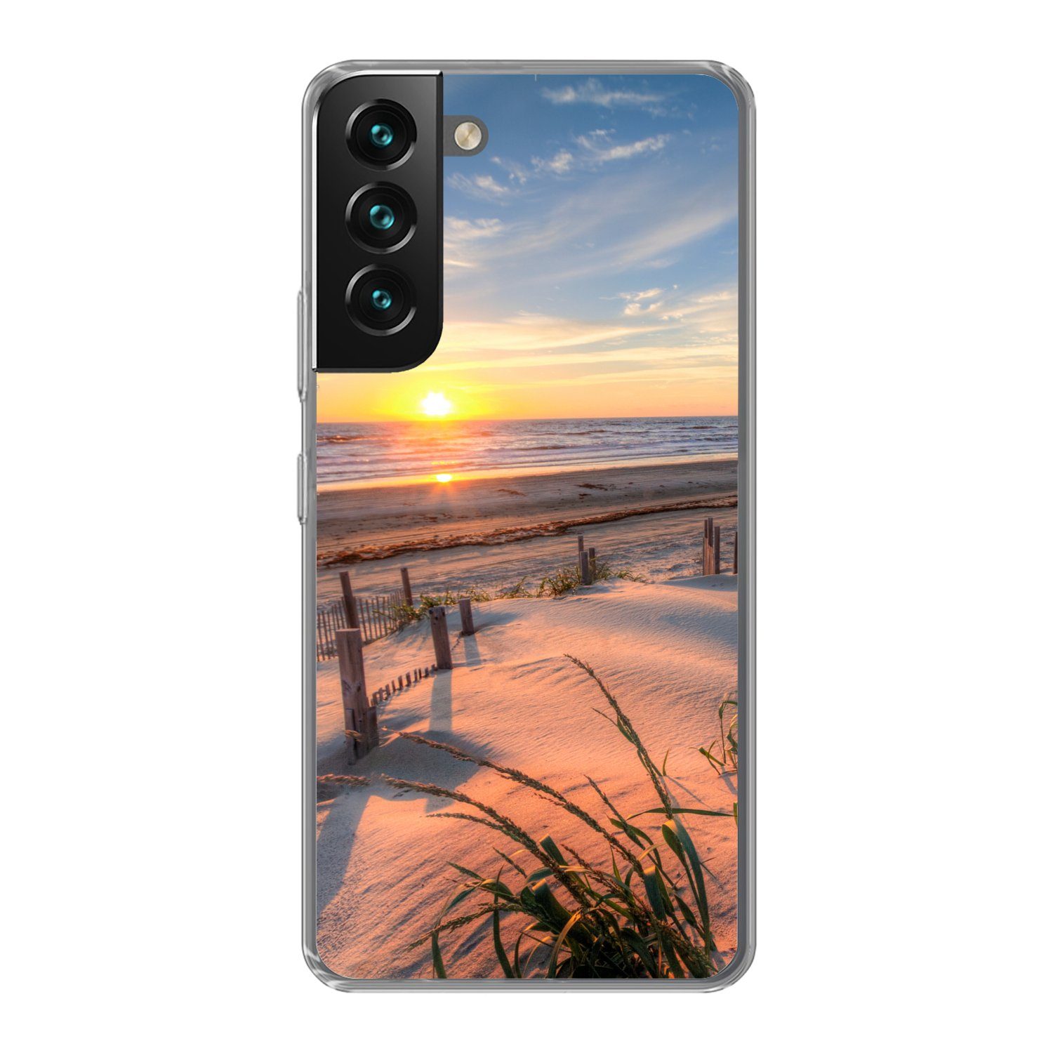 MuchoWow Handyhülle für Samsung Galaxy S22 Plus Strand - Meer - Düne - Sonnenuntergang - L, Phone Case, Silikon, Schutzhülle Dünn