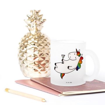 Mr. & Mrs. Panda Teeglas Einhorn Cocktail - Transparent - Geschenk, Teetasse, Pegasus, Caipiri, Premium Glas, Satinierte Oberfläche