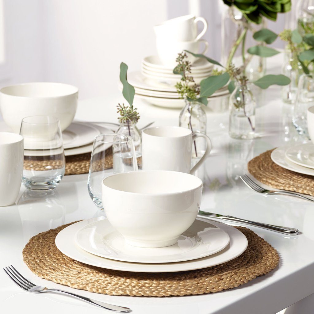 vivo Villeroy & Boch Group Geschirr-Set Basic White Starter-Set, weiß, 18-teilig (18-tlg), 6 Personen, Porzellan, Premium Porcelain, mikrow.- & spülm.sicher, Made in Germany