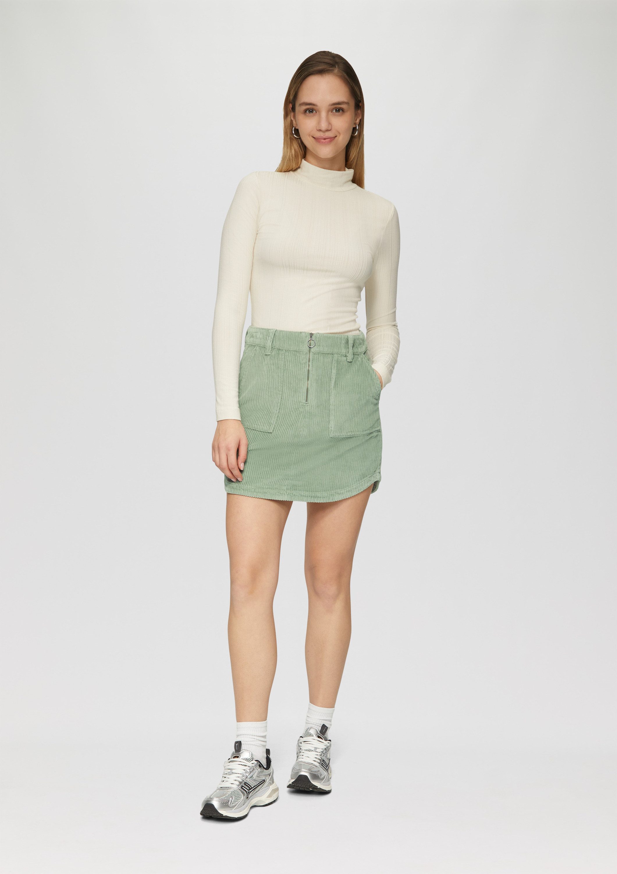 QS Minirock Rock Kurzer Cordrock mit Reißverschluss günstig online kaufen