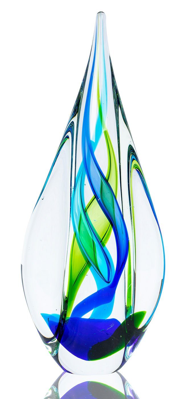 Levandeo® Skulptur, 34cm Skulptur Glasskulptur Hoch Design Designer Blau Glasdeko Glas