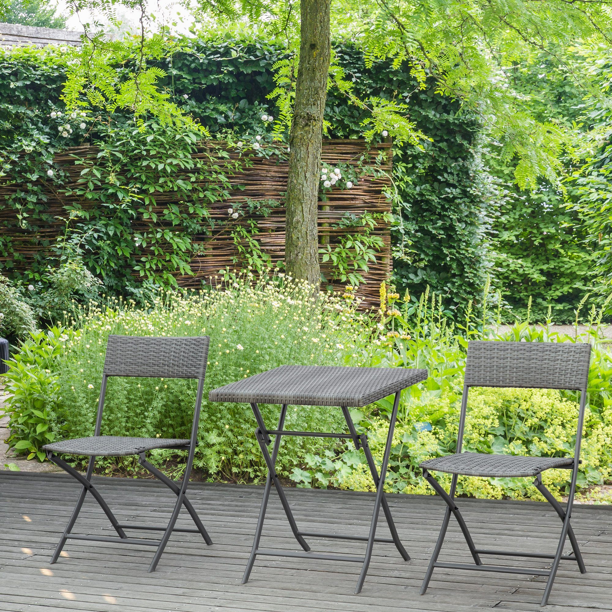 Outsunny Gartenlounge-Set mit 2 Stühle, Tisch, (Outdoor Balkonmöbel für 2 P günstig online kaufen