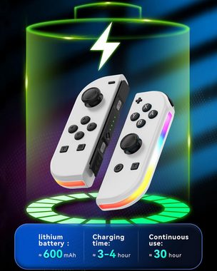 Zeitlosigkeit Kabellos Gamecontroller mit RGB-LED einstellbarer Turbo 6-Achsen-Gyro Nintendo-Controller (Geeignet für Nintendo Switch/OLED/LITE, TURBO-Funktion)