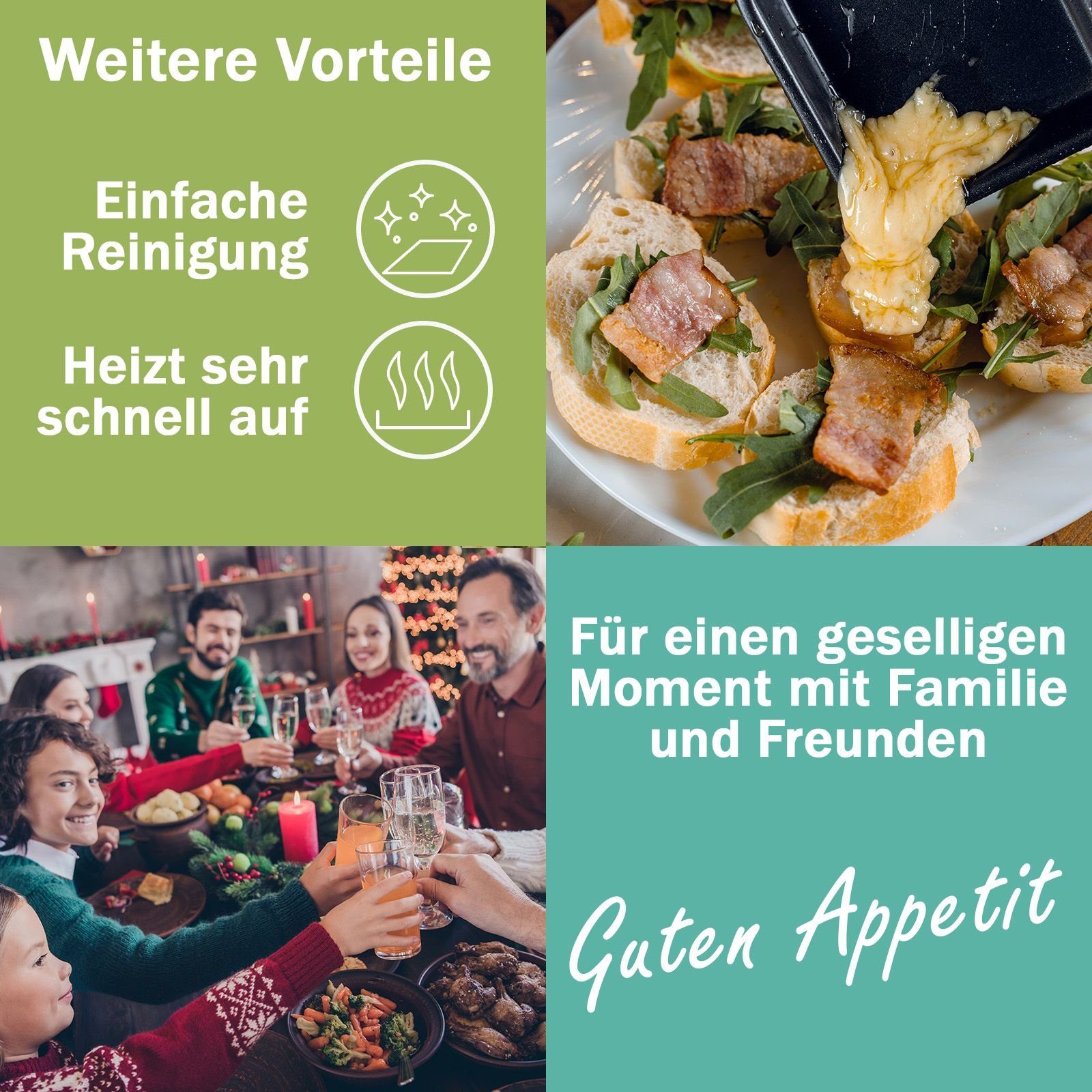 W, Raclettepfännchen, Granitstein, bmf-versand Heißer Raclette Thermostat, Personen Raclette Elektrogrill 650,00 Tischgrill mit, Edelstahlveredelung 4 Stein Antihaftbeschichtung, 4