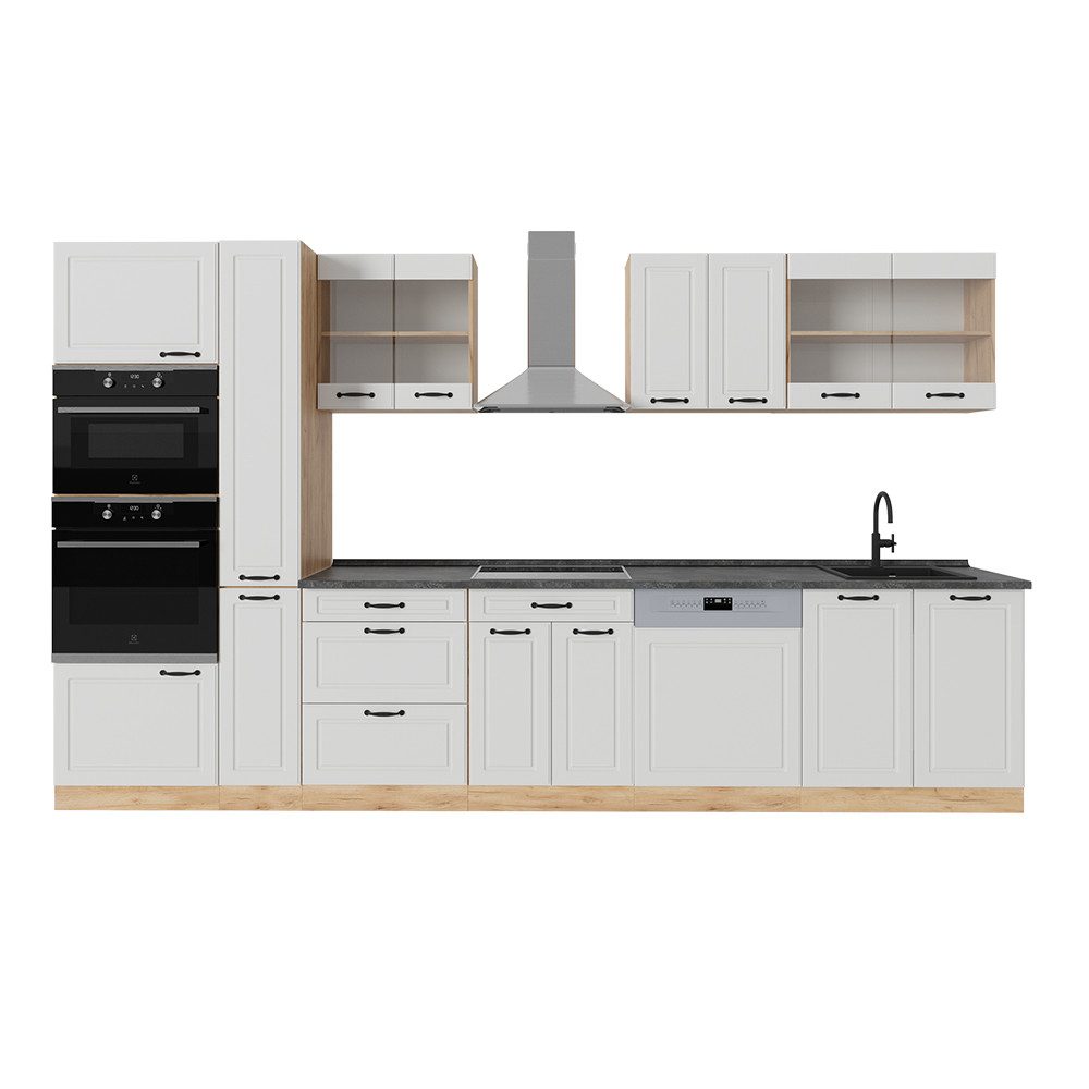 Vicco Küchenzeile R-Line, Weiß Landhaus/Goldkraft Eiche, günstig online kaufen