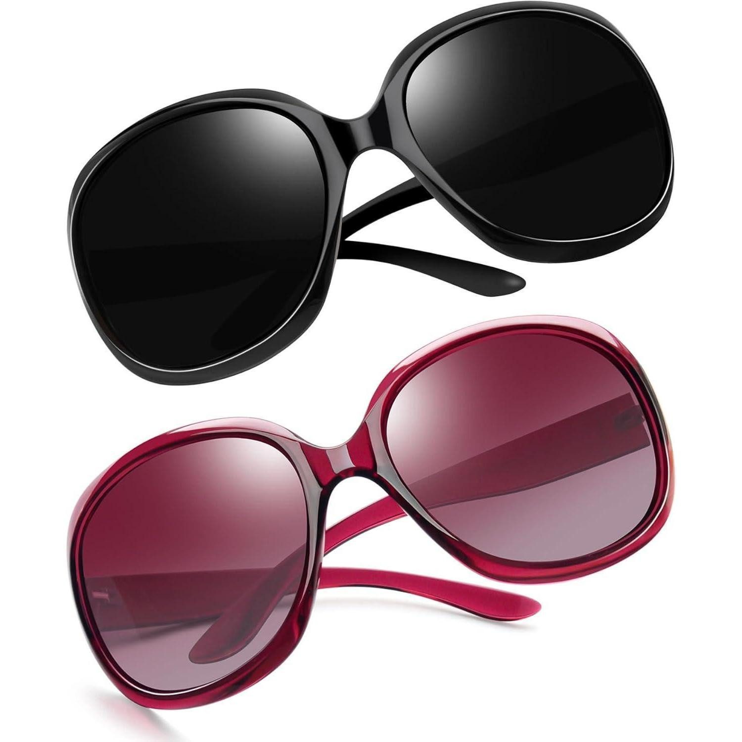 LuxusKollektion Retrosonnenbrille Sonnenbrille Damen Oversized B55-schwarz und Rosenrot Wie die Bilder