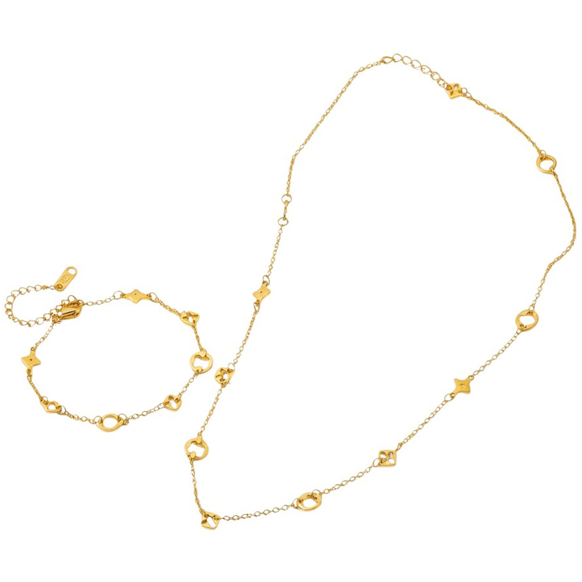 KARMA Schmuckset Halskette & Armband Klee Gold 2er Set Edelstahl vergoldet (Abendmode Accessoires, Wasserfest Hypoallergen), Damenarmband und Kette Armschmuck