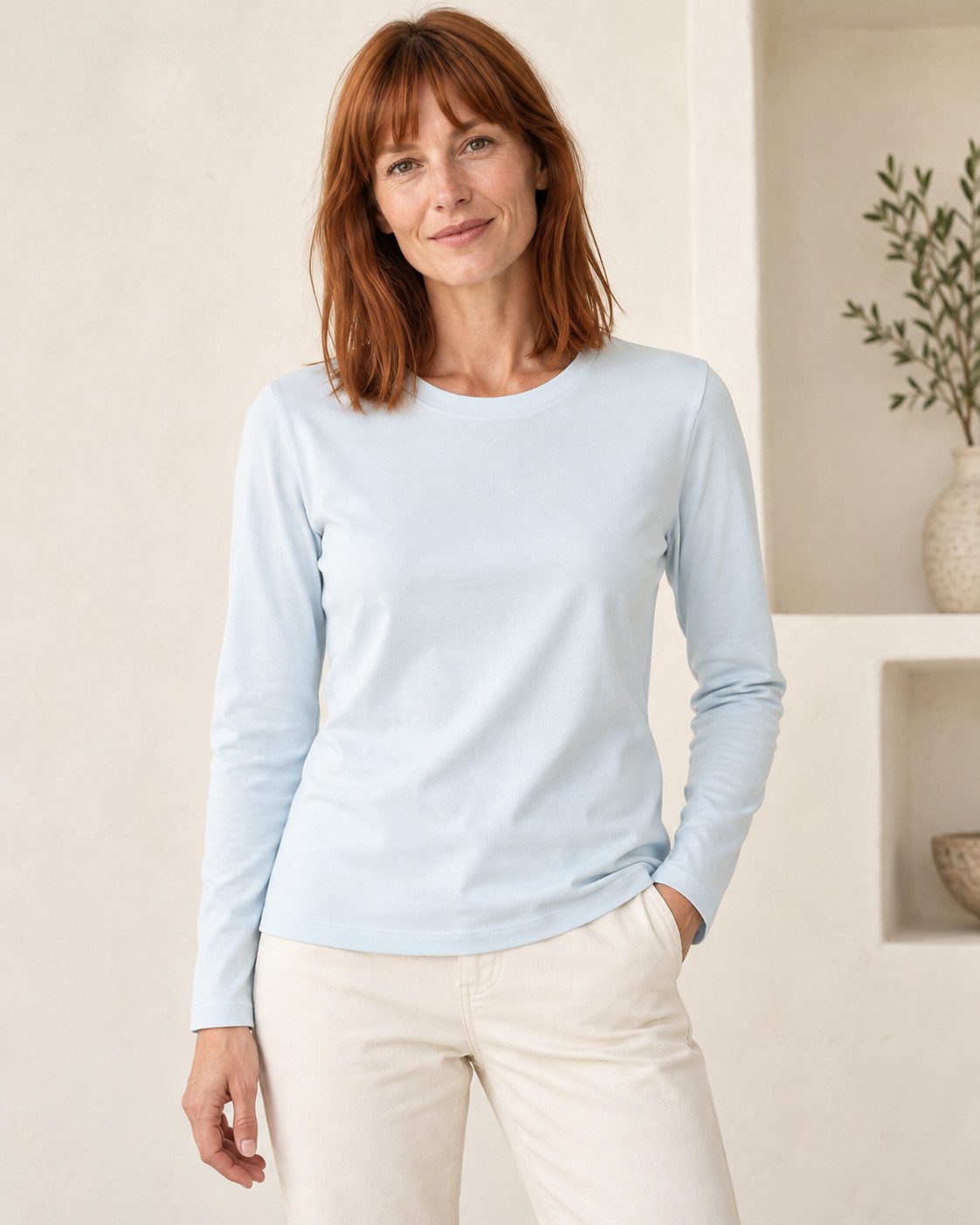 Sitztgut Longsleeve für Damen aus Bio-Baumwolle mit Rundhals (1-tlg) 180 g/m² Single Jersey mit Rundhalsausschnitt