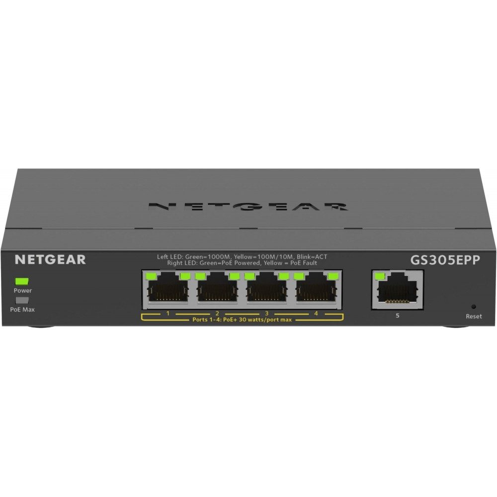 GS305EPP 5-Port Gigabit Ethernet Switch in Schwarz. Netzwerk-Switch