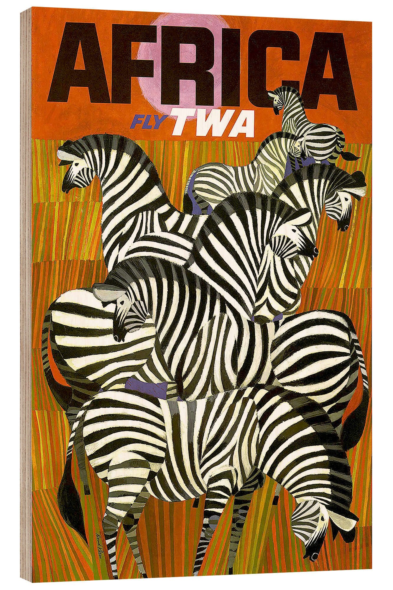 Posterlounge Wandbild Africa Fly TWA, Vintage Travel Collection, erhältlich als Poster, Leinwandbild, Wandsticker oder Acrylglasbild